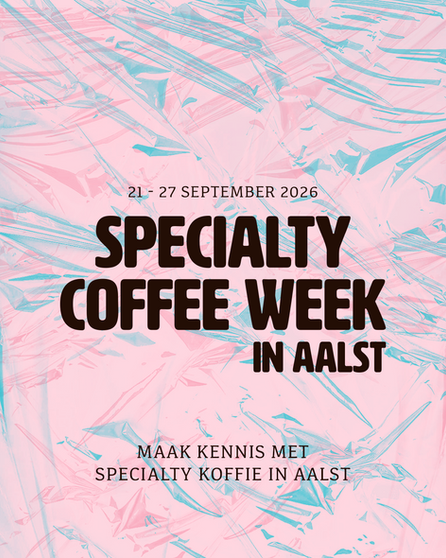 Poster specialty coffee week, groene textuur op lichtroze achtergrond
