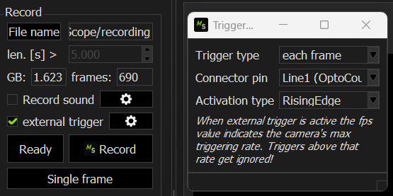 Camera external trigger interface