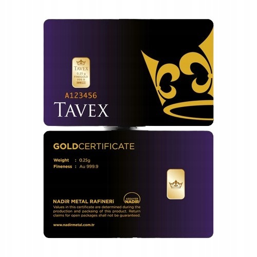 Золотий злиток Tavex 0.25 г | Dollar-ua.store
