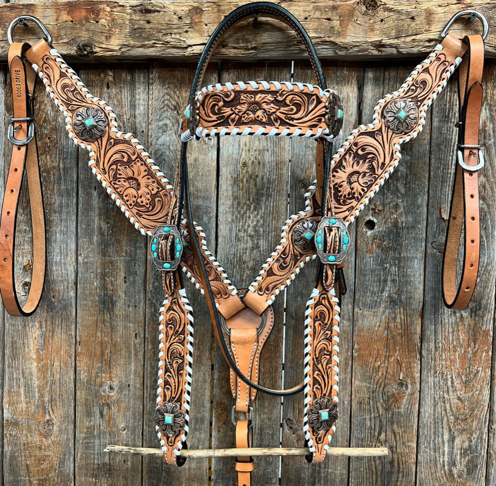 Whipstitch Copper Turquoise Browband Tack Set