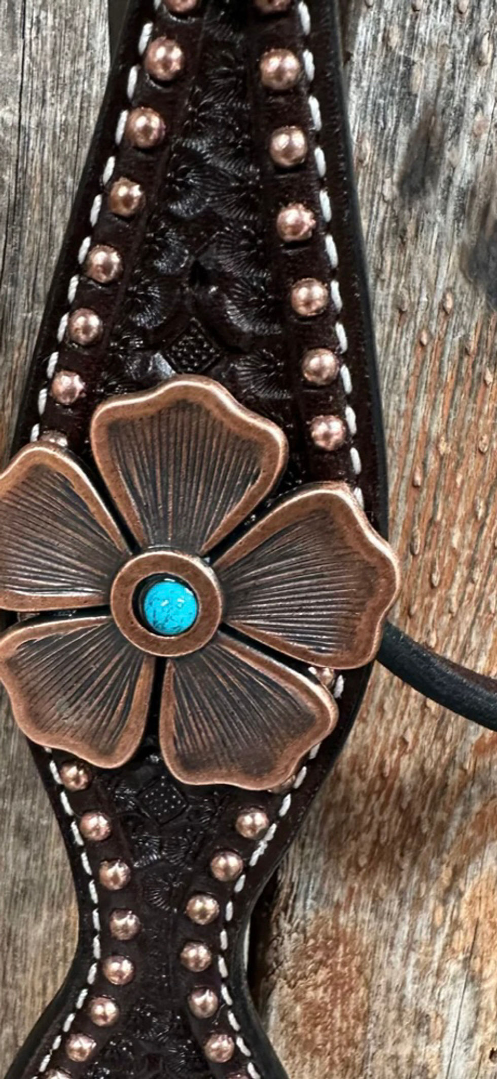 Thumbnail: Copper Dot Honeycomb Flower and Turquoise Tack
