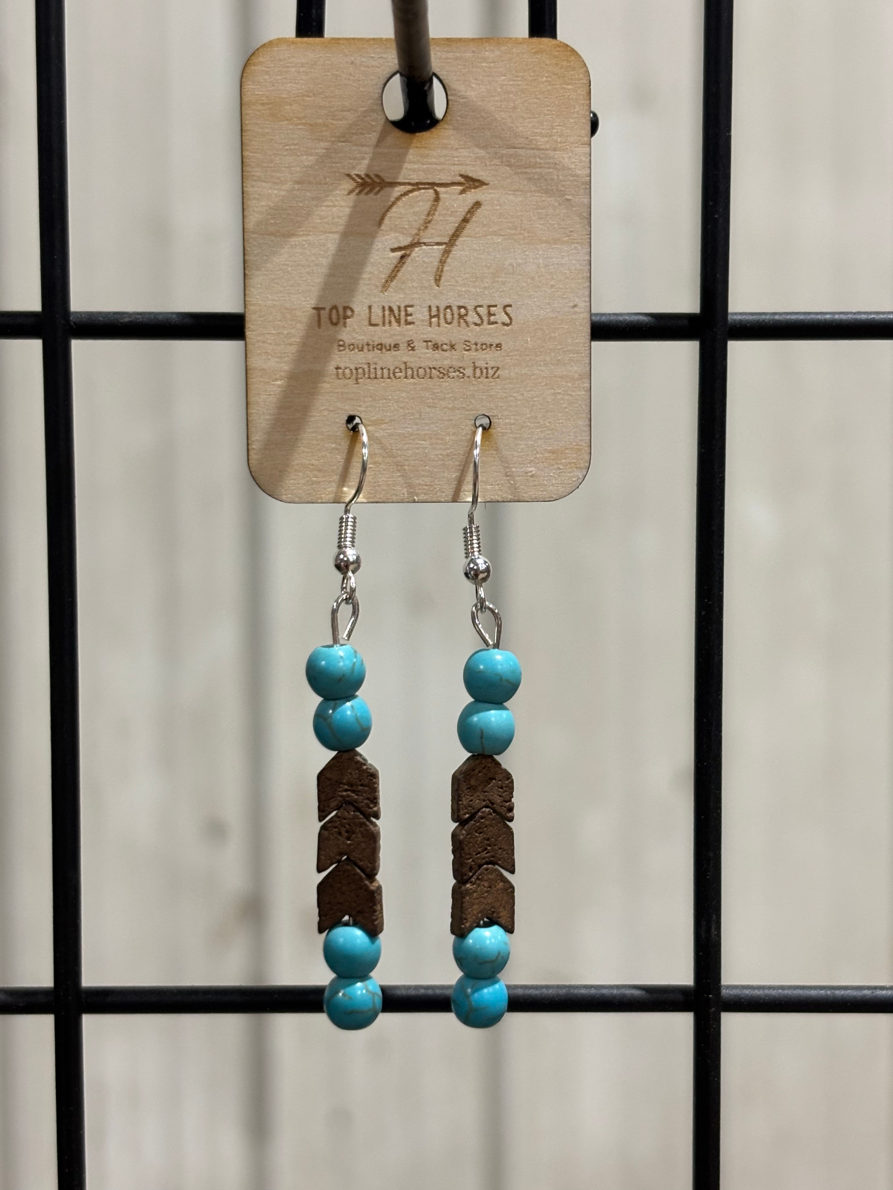 Turquoise & Brown Beaded Dangle Earrings