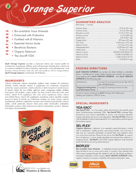 Thumbnail: DAC Orange Superior Horse Supplement picture of data sheet