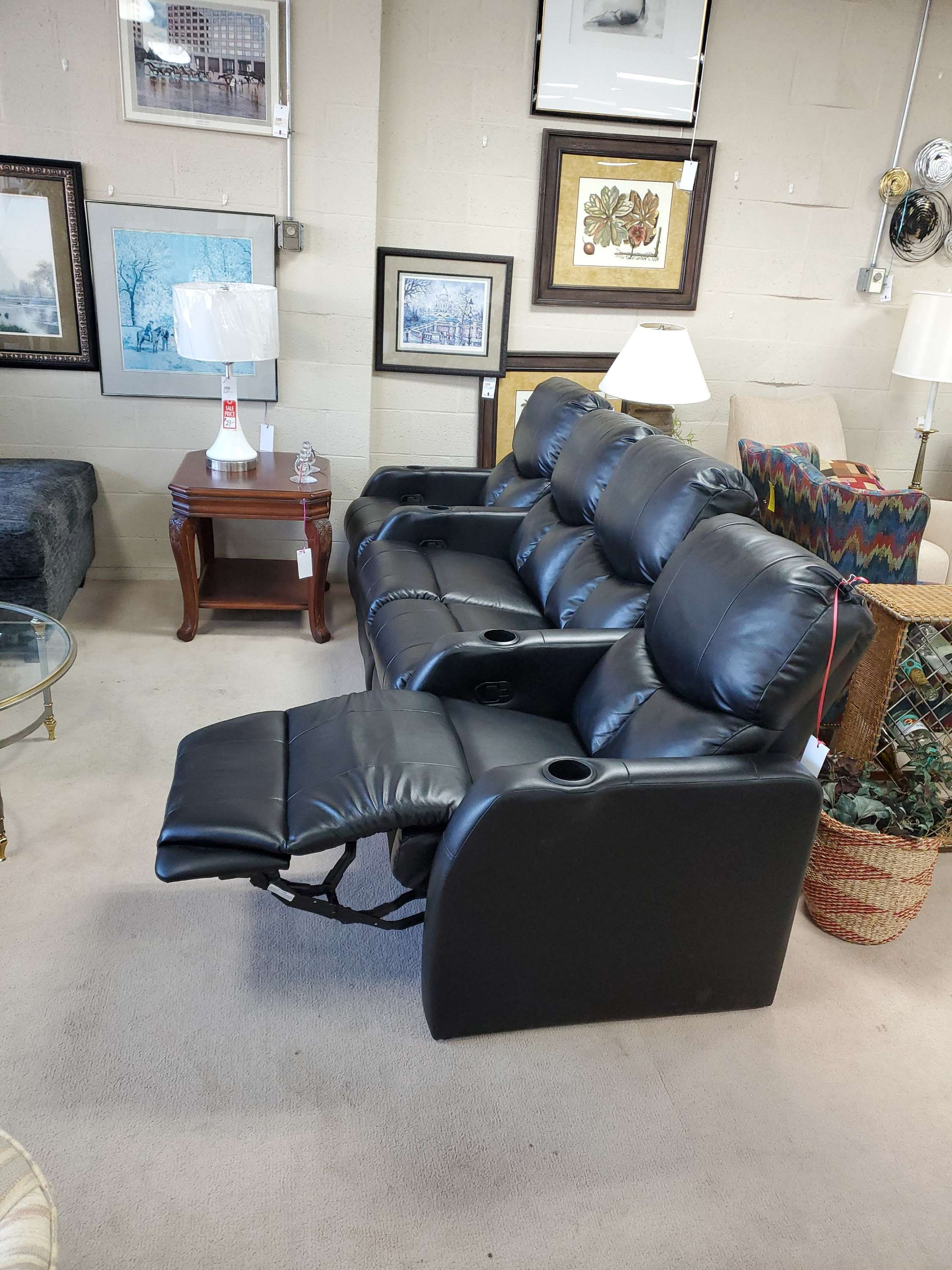 Theater seating 4 piece leather 