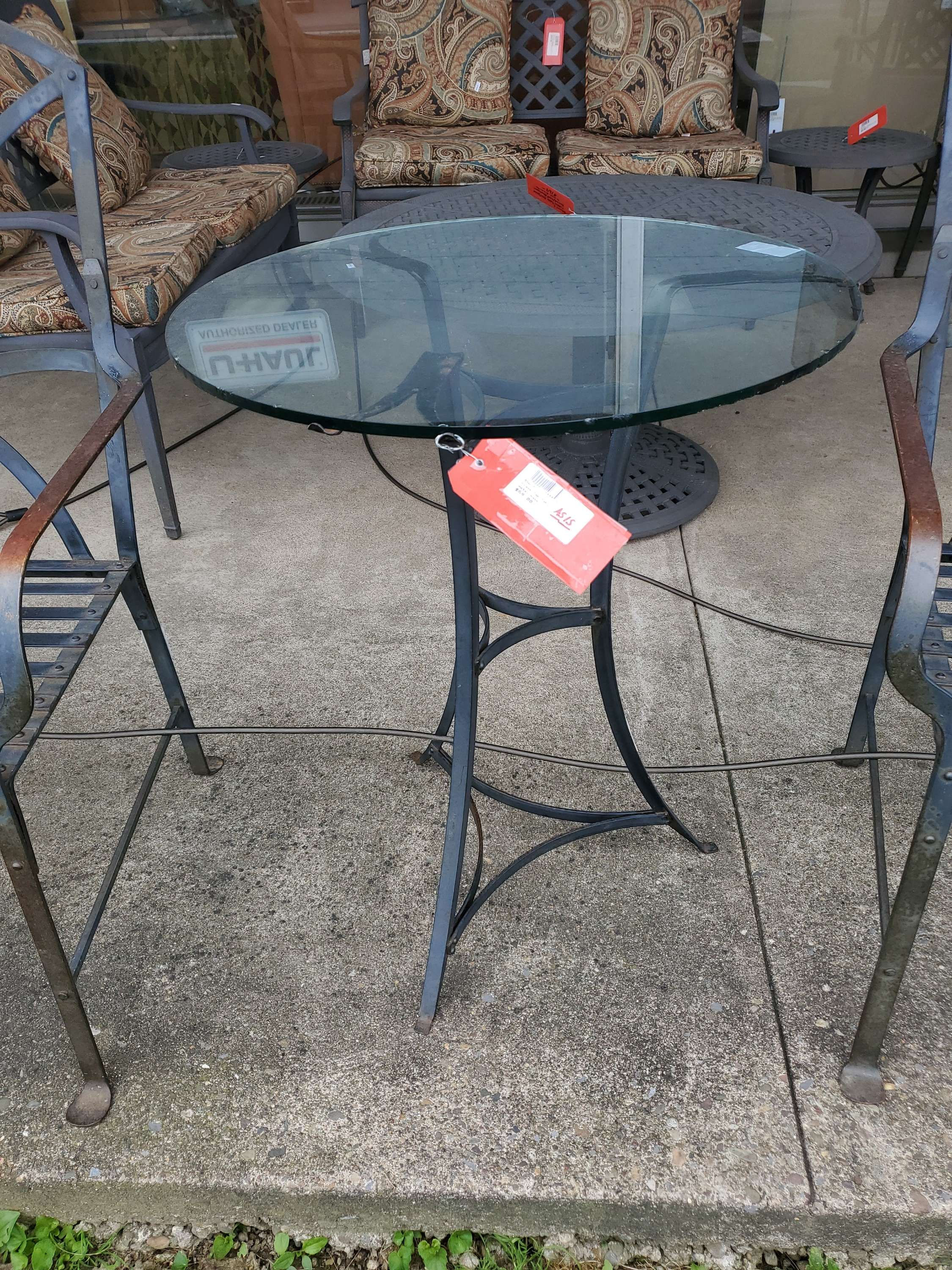 Glass Top Table with Metal Base