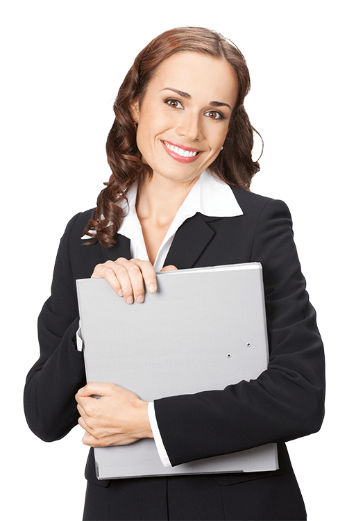 Professional woman holding a file, symbolizing a confident and skilled teacher ready for online teaching opportunities.