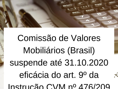 Oferta Pública de valores mobiliários (art. 9º CVM). Suspensão.