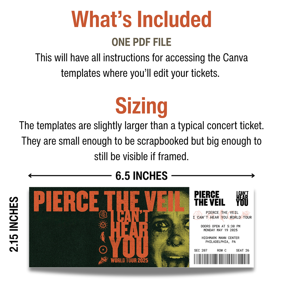 Thumbnail: Pierce the Veil Ticket Template - I Can't Hear You Tour - Digital