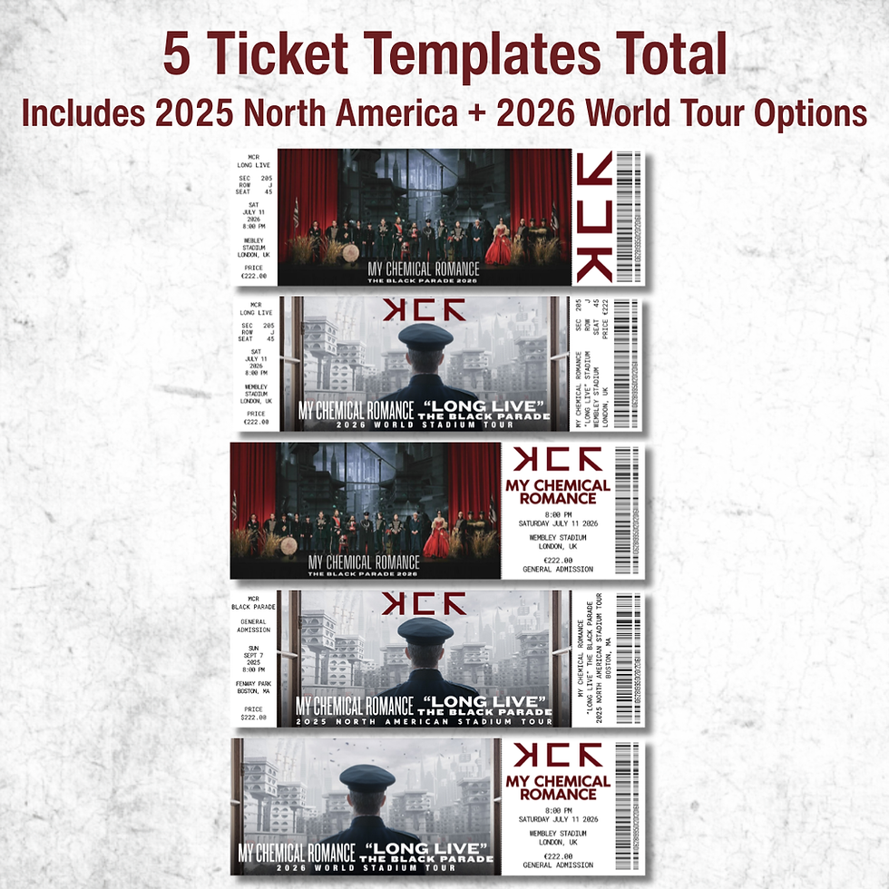 Thumbnail: My Chemical Romance Ticket Template - Long Live The Black Parade Tour - Digital