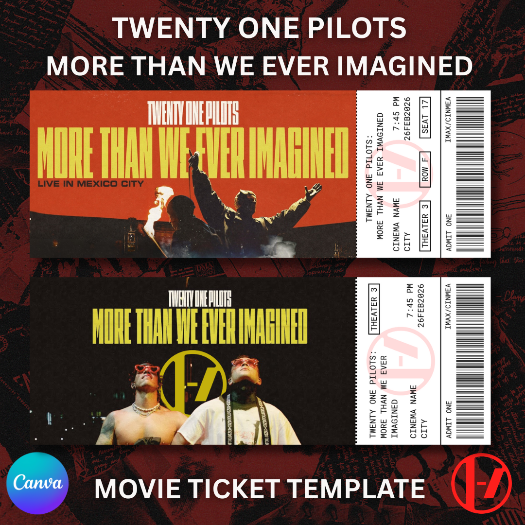 Twenty One Pilots Ticket Template - More Than We Ever Imagined - Digital
