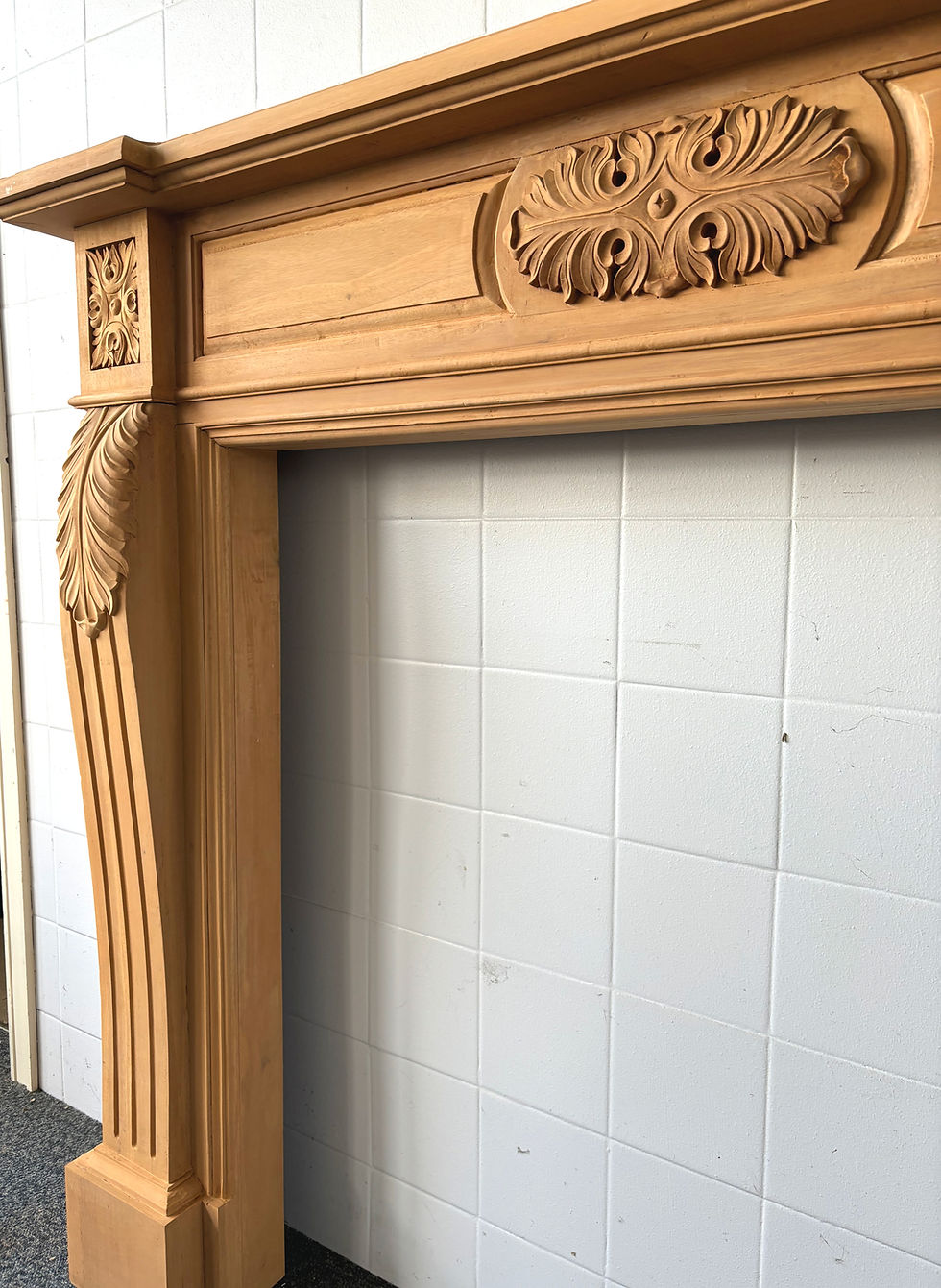Thumbnail: Fireplace Handmade Mahogany Fireplace Surround Column/ leaf design