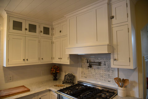 Farmhouse + Shiplap Ceiling custom cabinets built for a new kitchen by Centier Specialties in Ohio 7