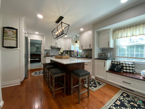 Window Seat + Black Tops custom cabinets built for a new kitchen by Centier Specialties in Ohio 3