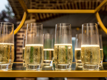 Champagne bar set up by Under The Oak Catering