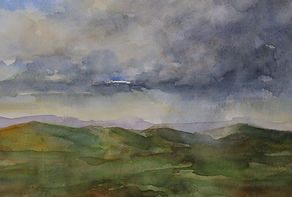 Rain Over Darkmoor. Watercolour. Jon Hollowell, oil and watercolour landscape artist and art teacher based in United Kingdom. Online lessons via Zoom.
