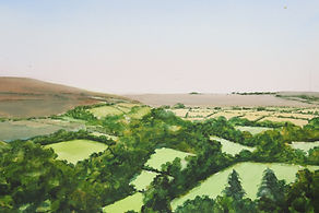 Overlooking Dartmoor No.2. Watercolour. Jon Hollowell, oil and watercolour landscape artist and art teacher based in United Kingdom. Online lessons via Zoom.
