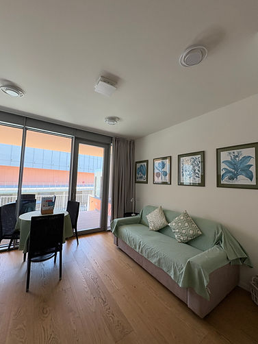 Waterfront Acquario House, zona living e vista  della terrazza privata