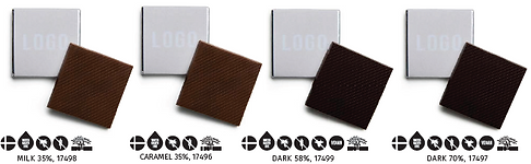 Firkant sjokolader med logotrykk