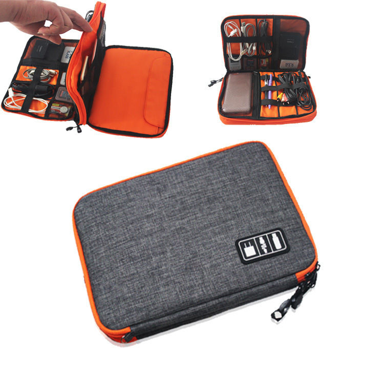 Thumbnail: Dual-Layer Digital Cable Organizer Bag for Electronics