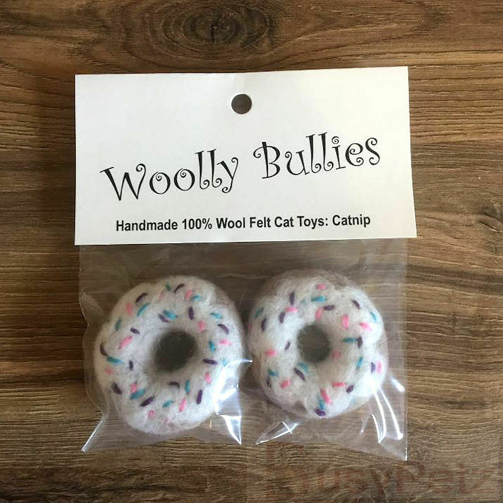Thumbnail: Woolly Bullies Iced Donut Wool Catnip Cat Toys
