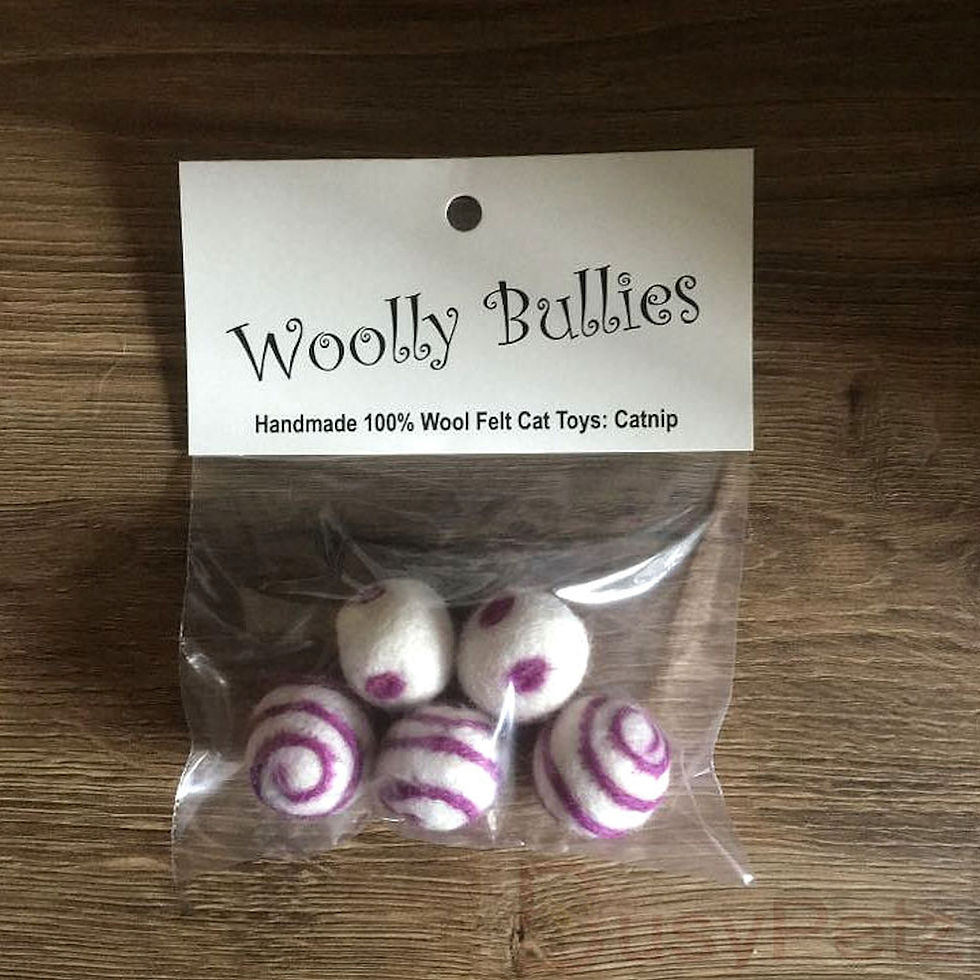 Thumbnail: Woolly Bullies Felted Catnip Toys Mini Balls  5 pack