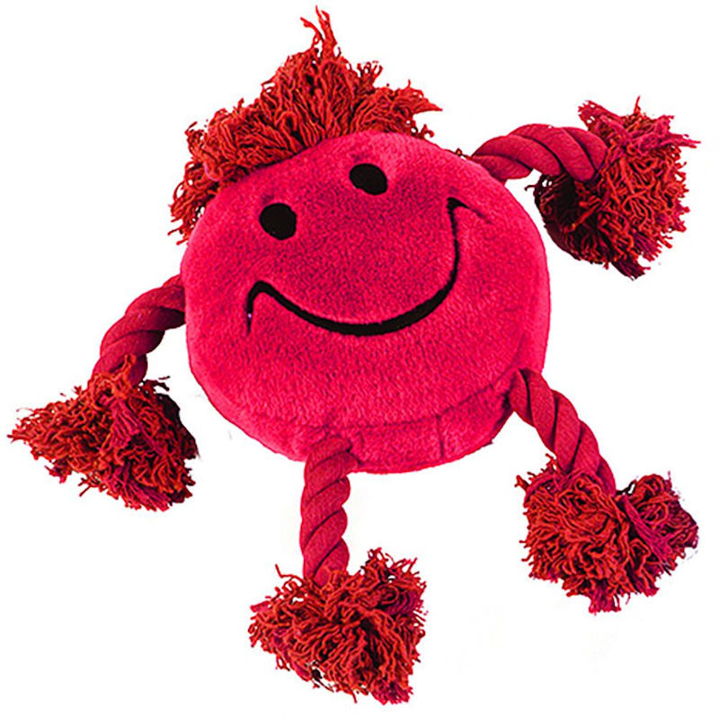 Thumbnail: Dog toys Happy Faces soft squeaky & rope for game pulls