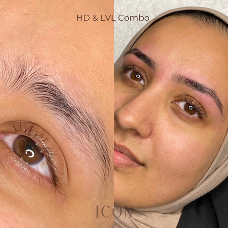 HD & LVL Combo, HD Brows, close-up of eyebrows and face, ICON Inspire