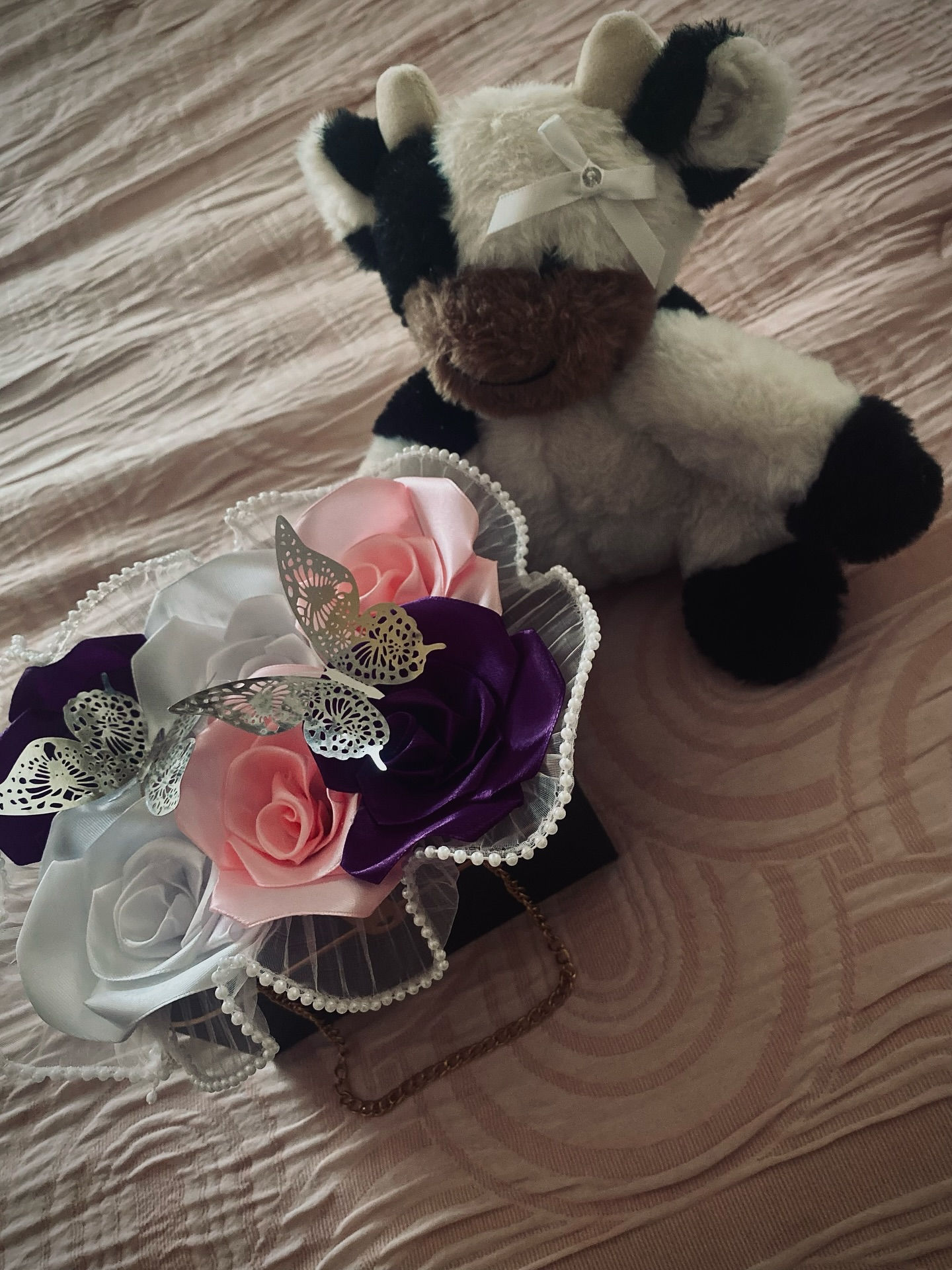 Cow Themed Purse Bouquet + Cow Plushie