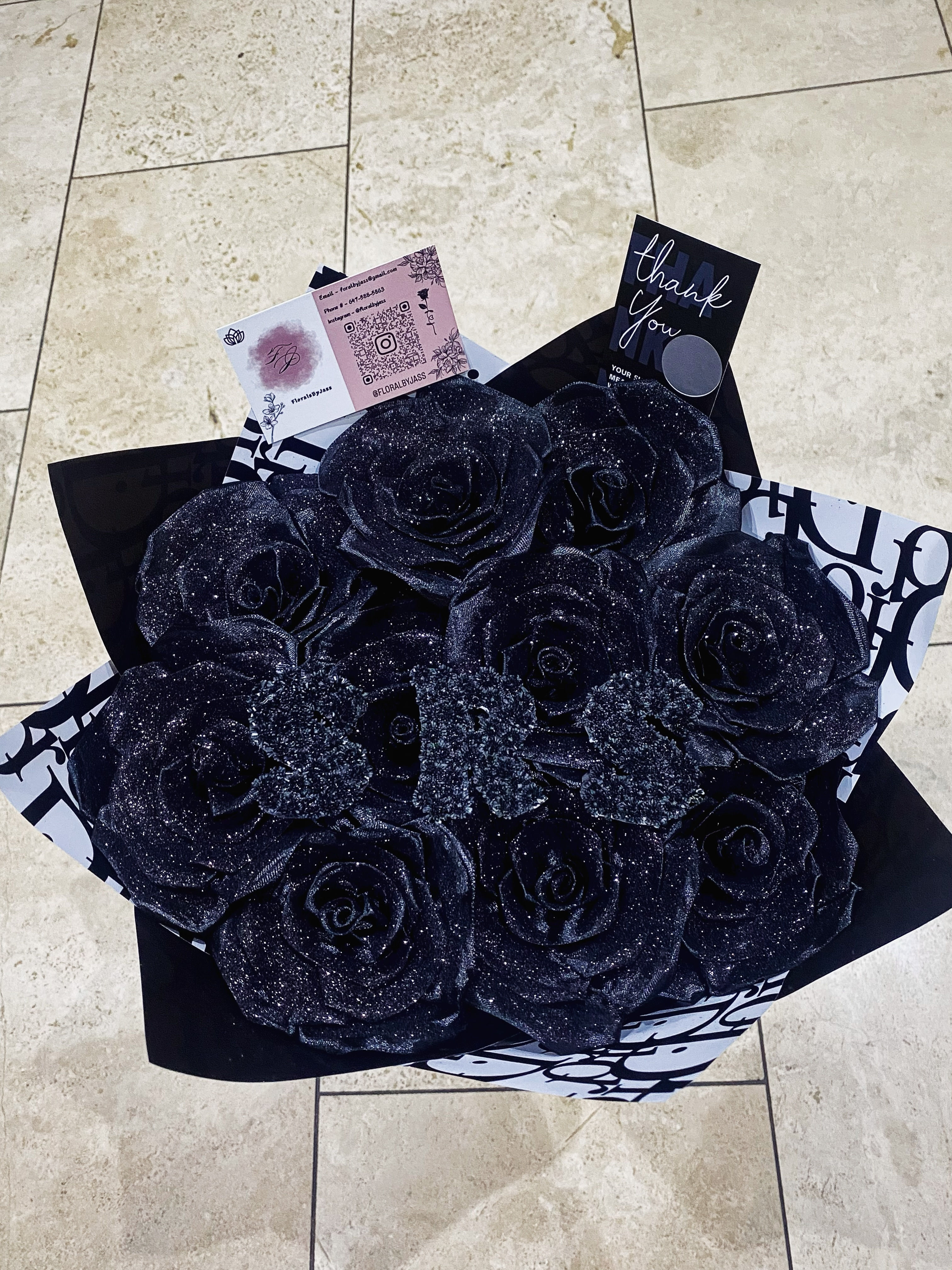 10ct Glitter Eternal Rose Bouquet w Baby Breath Letters