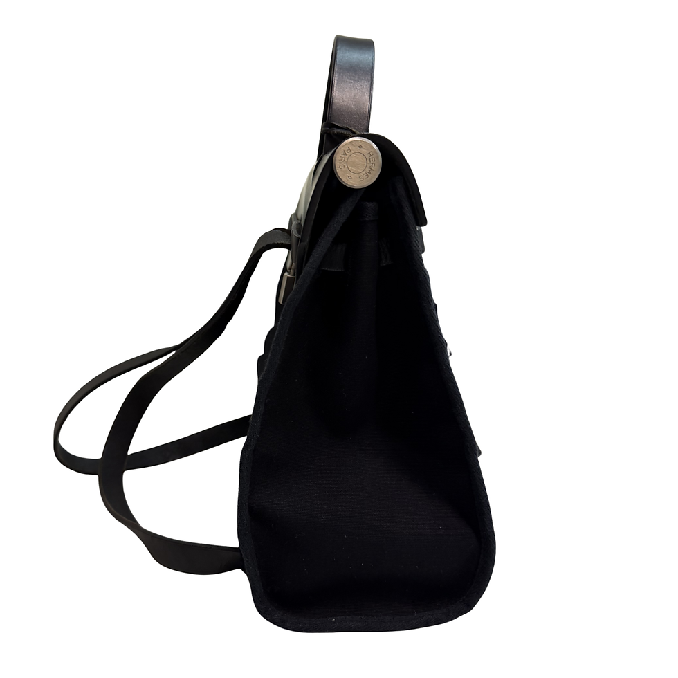 Miniatura: Hermès Herbag 31 Black Canvas Bag