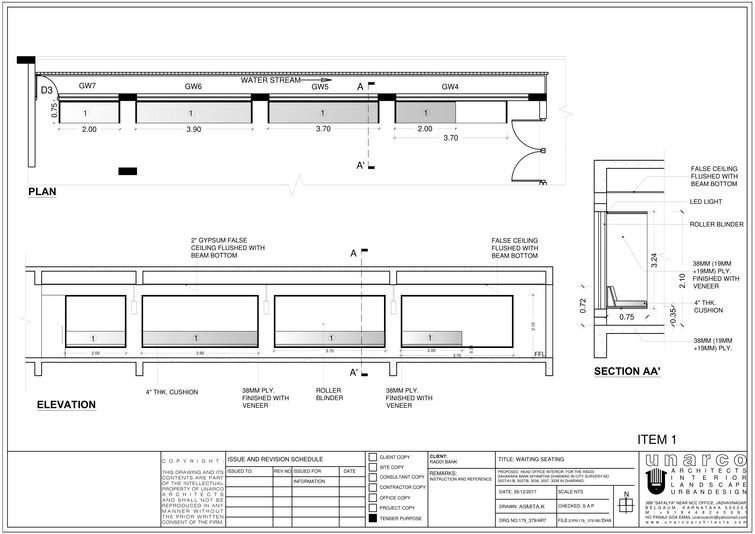 Interior design, commercial design,Furniture and material specification,Technical drawings, Bank interiors 
