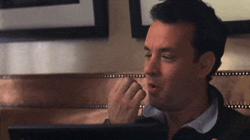 you've got mail clip of tom hanks blowing on fingers about to send an email