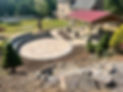 Large circular paver patio installed in a backyard in northwest Georgia