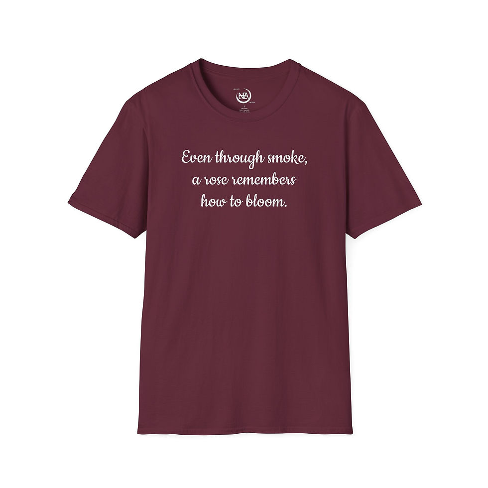 Thumbnail: Smoking Roses T-Shirt — Floral Quote Back-Print Tee