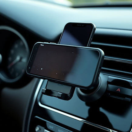 create me a phone holder for a car with the writing _VELTRO_ on it all black and modern l