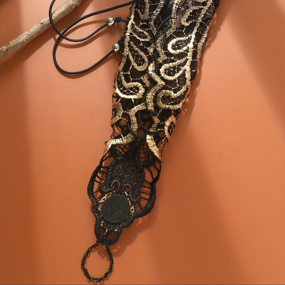 Thumbnail: 1pc Bohemian Vintage Style Black Retro Lace Arm Chain Arm Bracelet Jewelry For 
