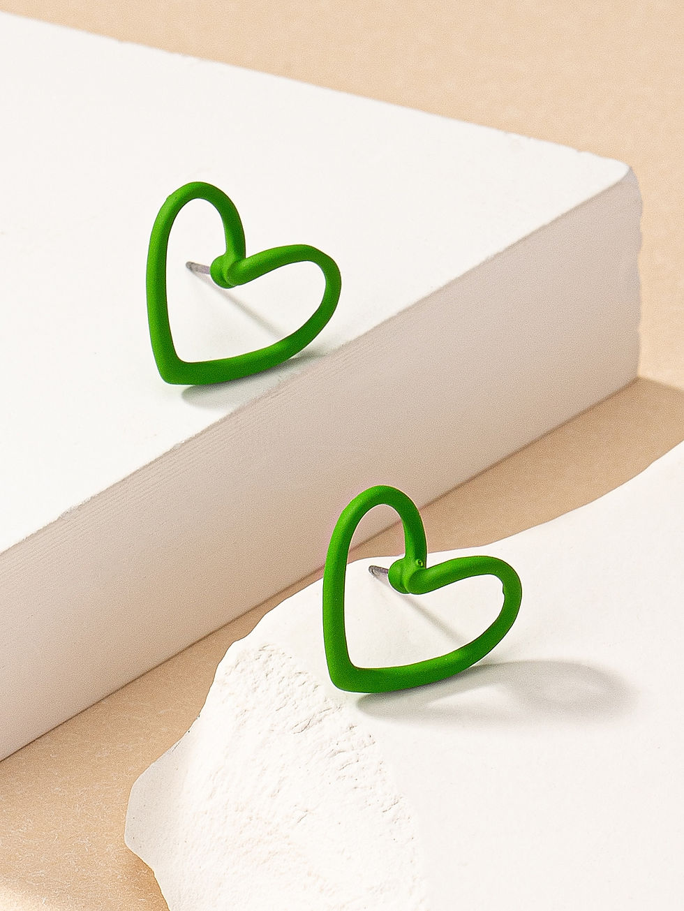 Thumbnail: Love Thy Self 1 pair Geometric Hollow Out Heart Shaped Stud Earrings