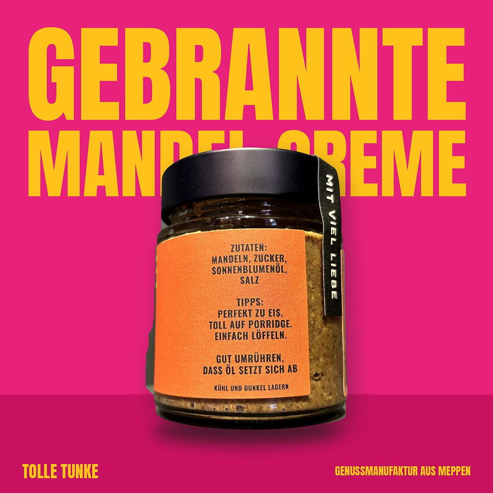 Gebrannte Mandel Creme – Rückseite mit Zutaten