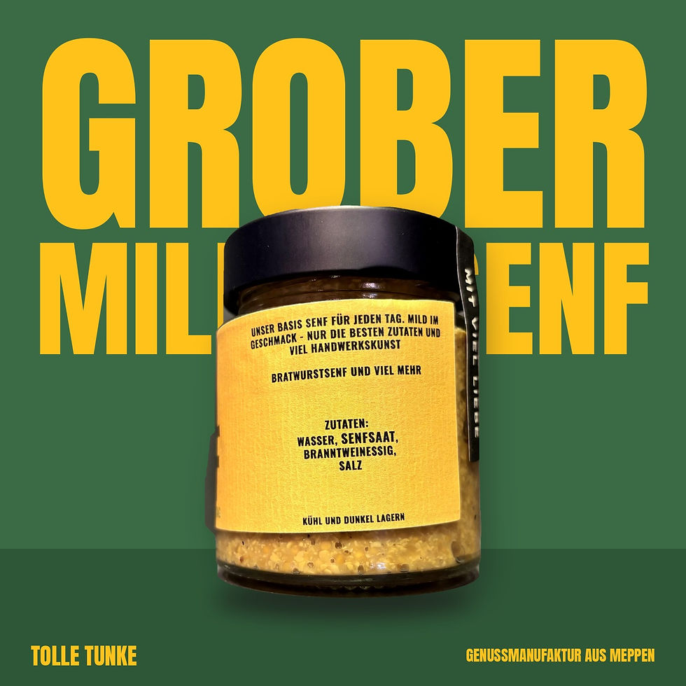 Grober Milder Senf – Rückseite mit Zutaten