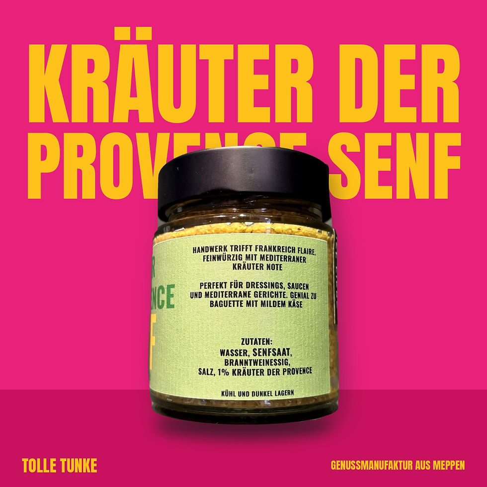 Kräuter der Provence Senf – Rückseite mit Zutaten