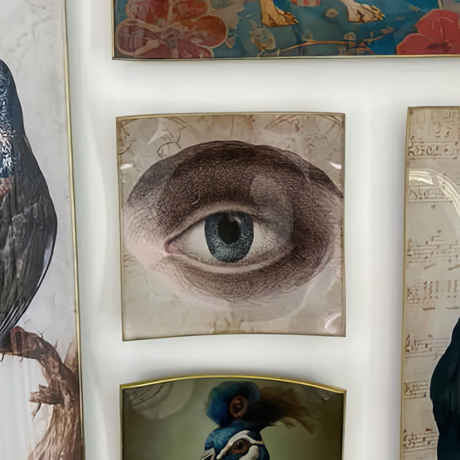 Handmade vintage eye glass tray with antique illustration