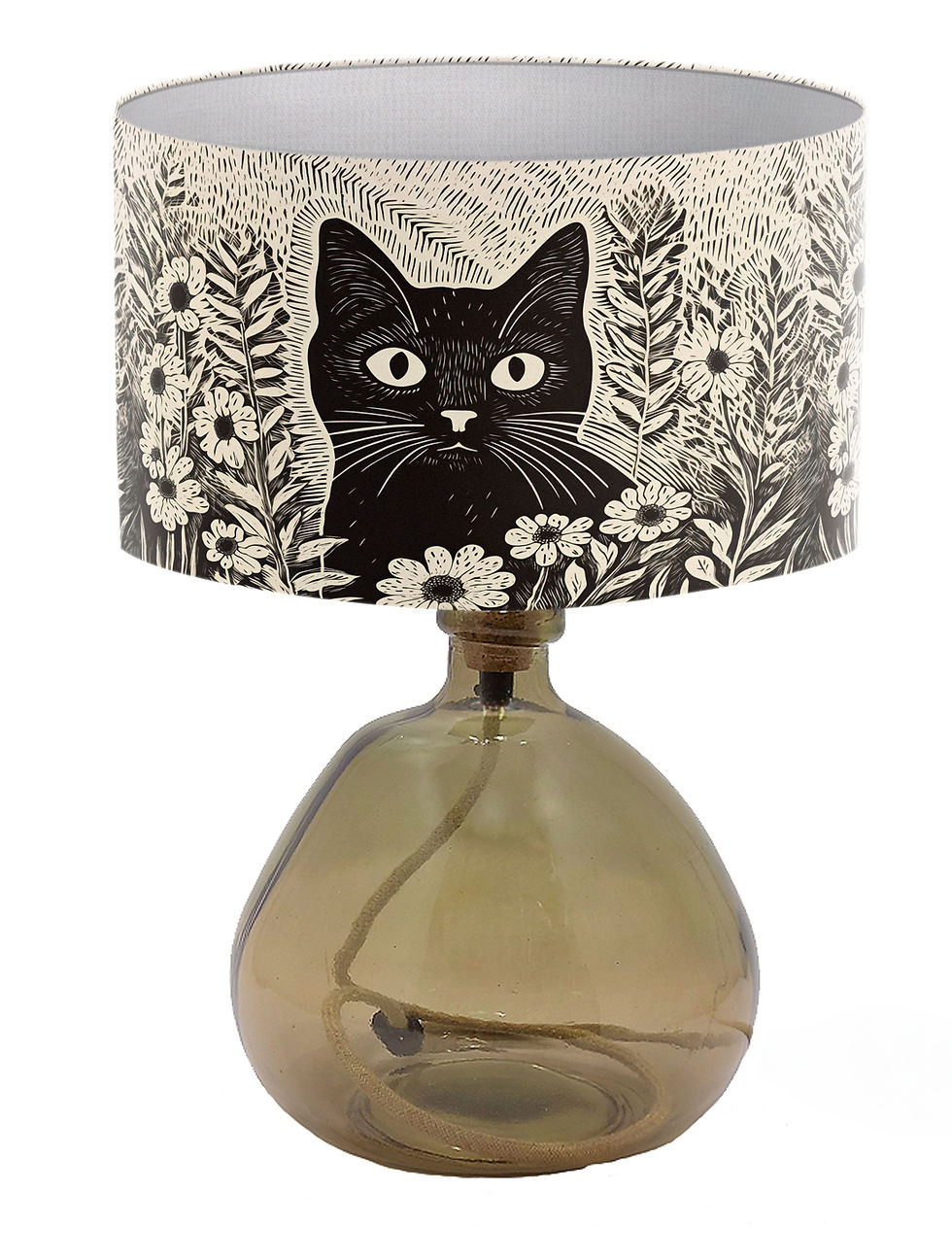 Thumbnail: Table Floor Lampshade Pendant Lampshade with Black Cat print LS380