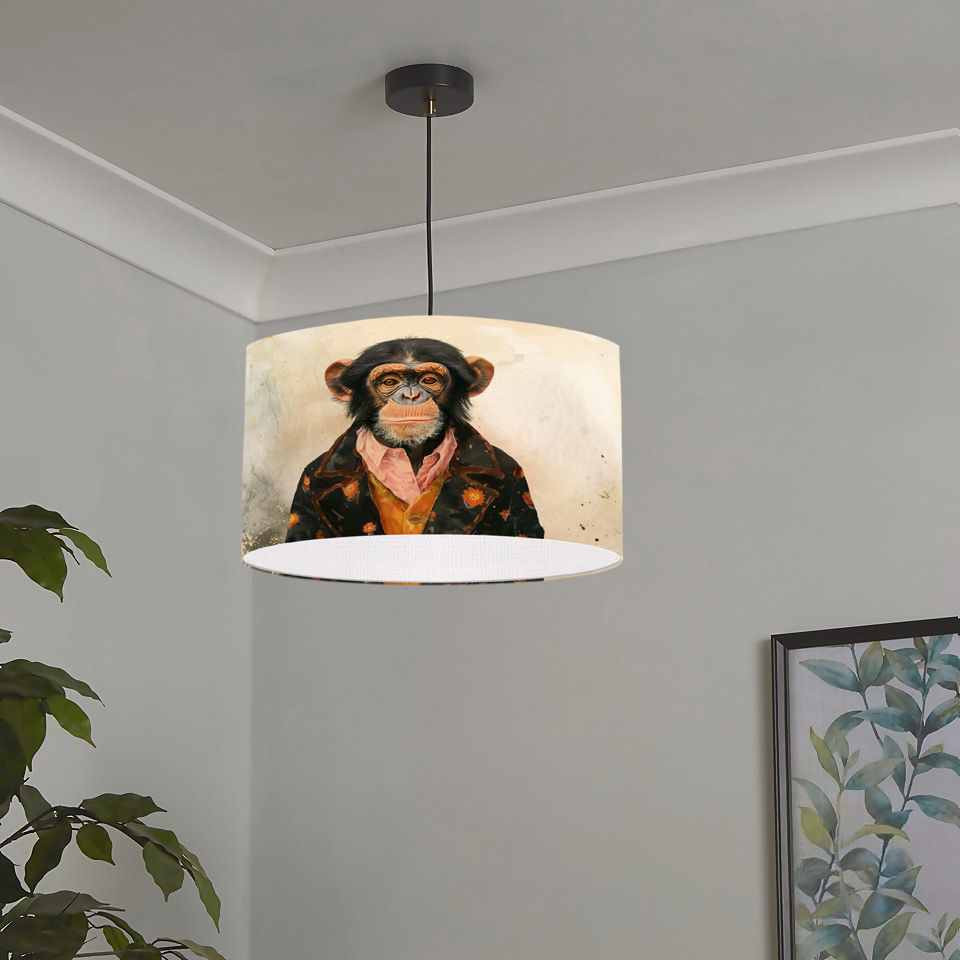 Fun chimpanzee drum lampshade handcrafted in Britain