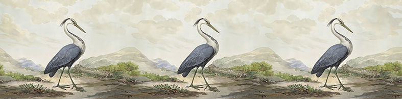 Thumbnail: Heritage heron bird print lampshade