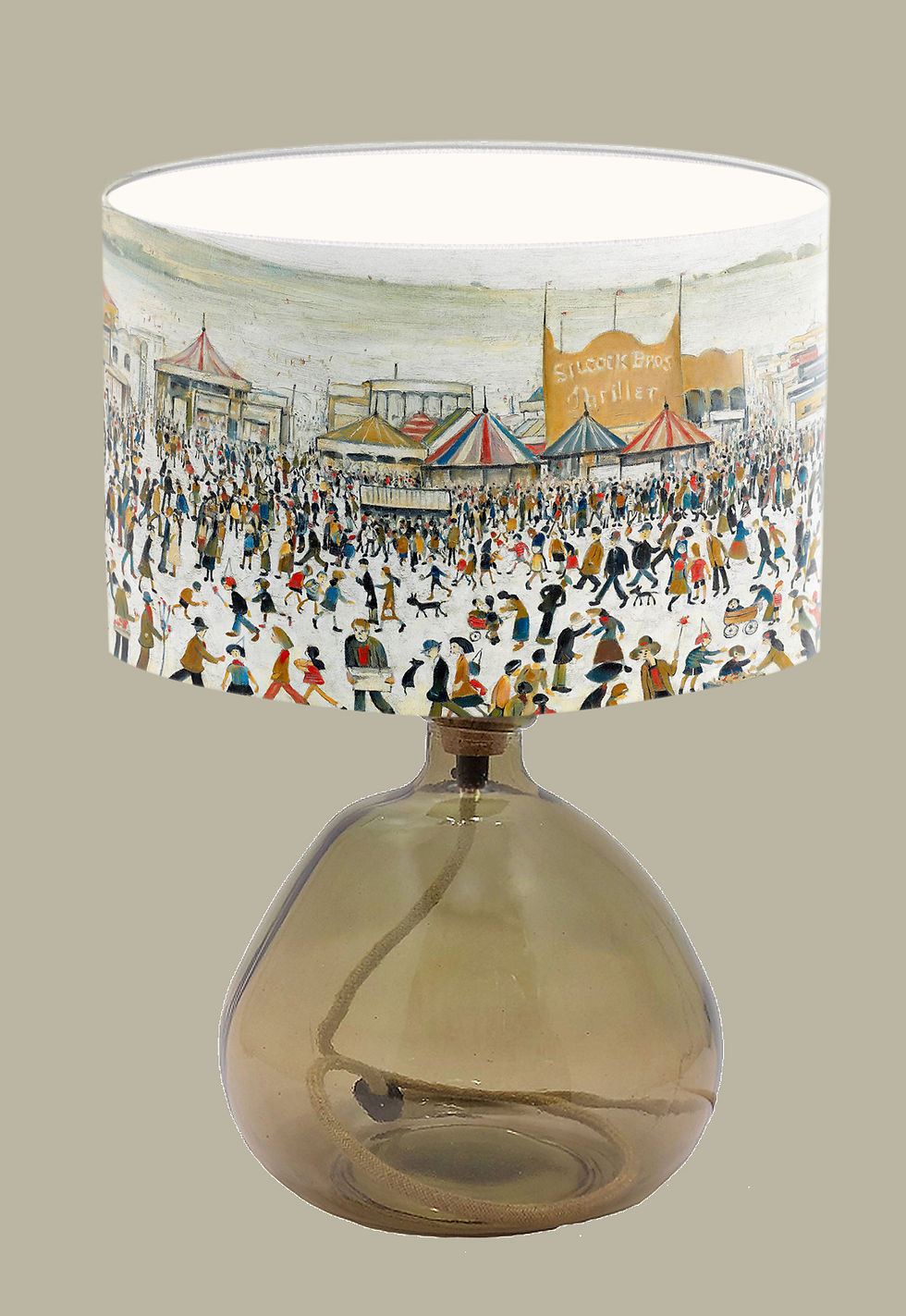 Lowry-style northern funfair lampshade handmade in England
