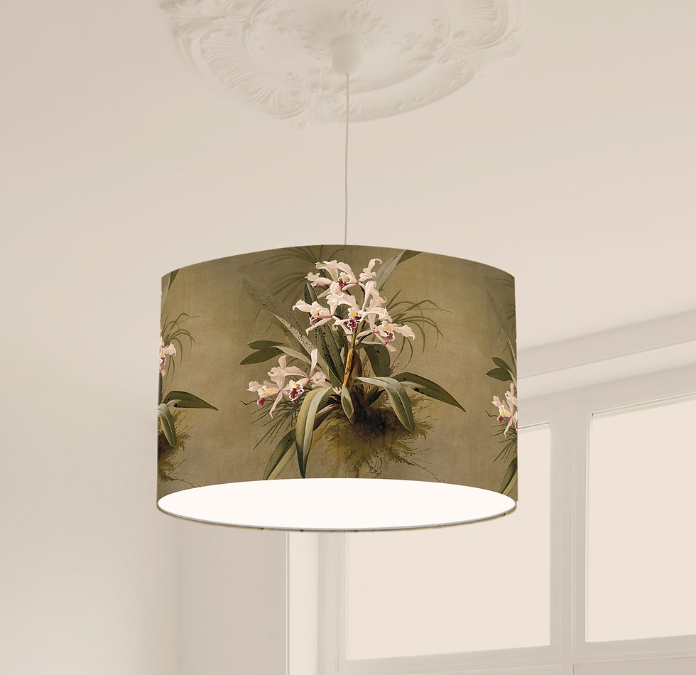 Thumbnail: Vintage orchid drum lampshade handcrafted in Britain
