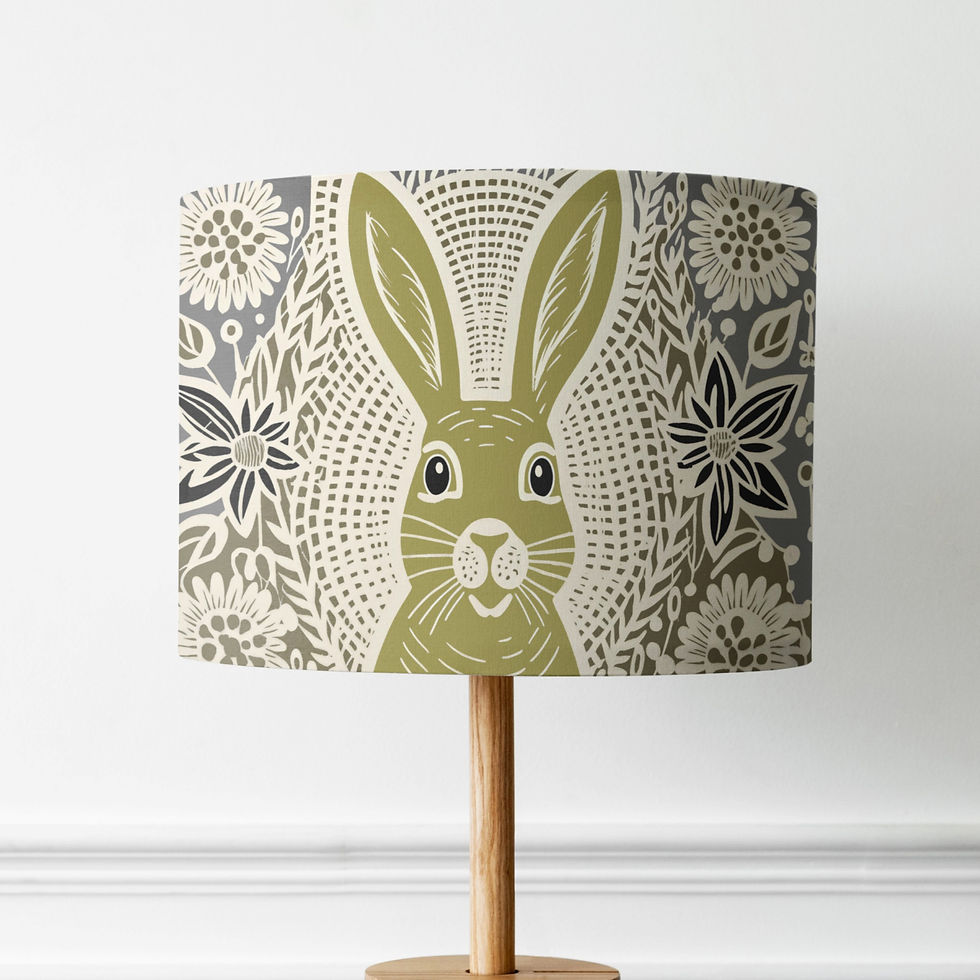Thumbnail: Sage green rabbit print lampshade