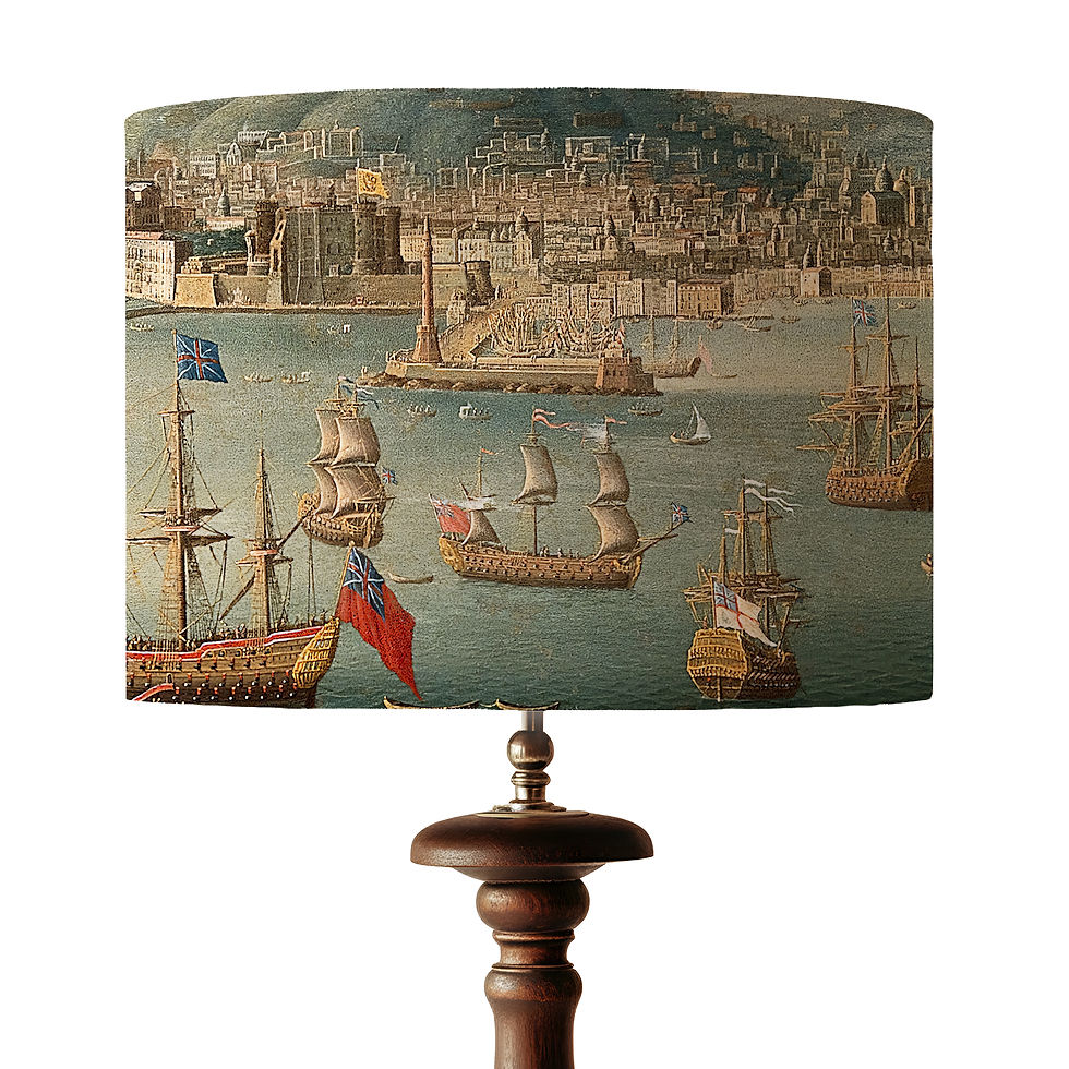 Antique naval print drum lampshade handmade in England