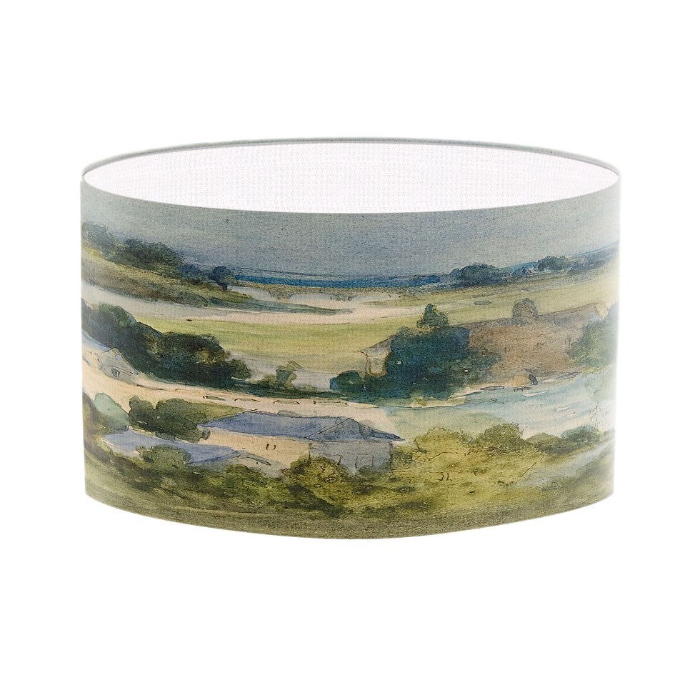 Thumbnail: Handmade in England fine art rural landscape lampshade