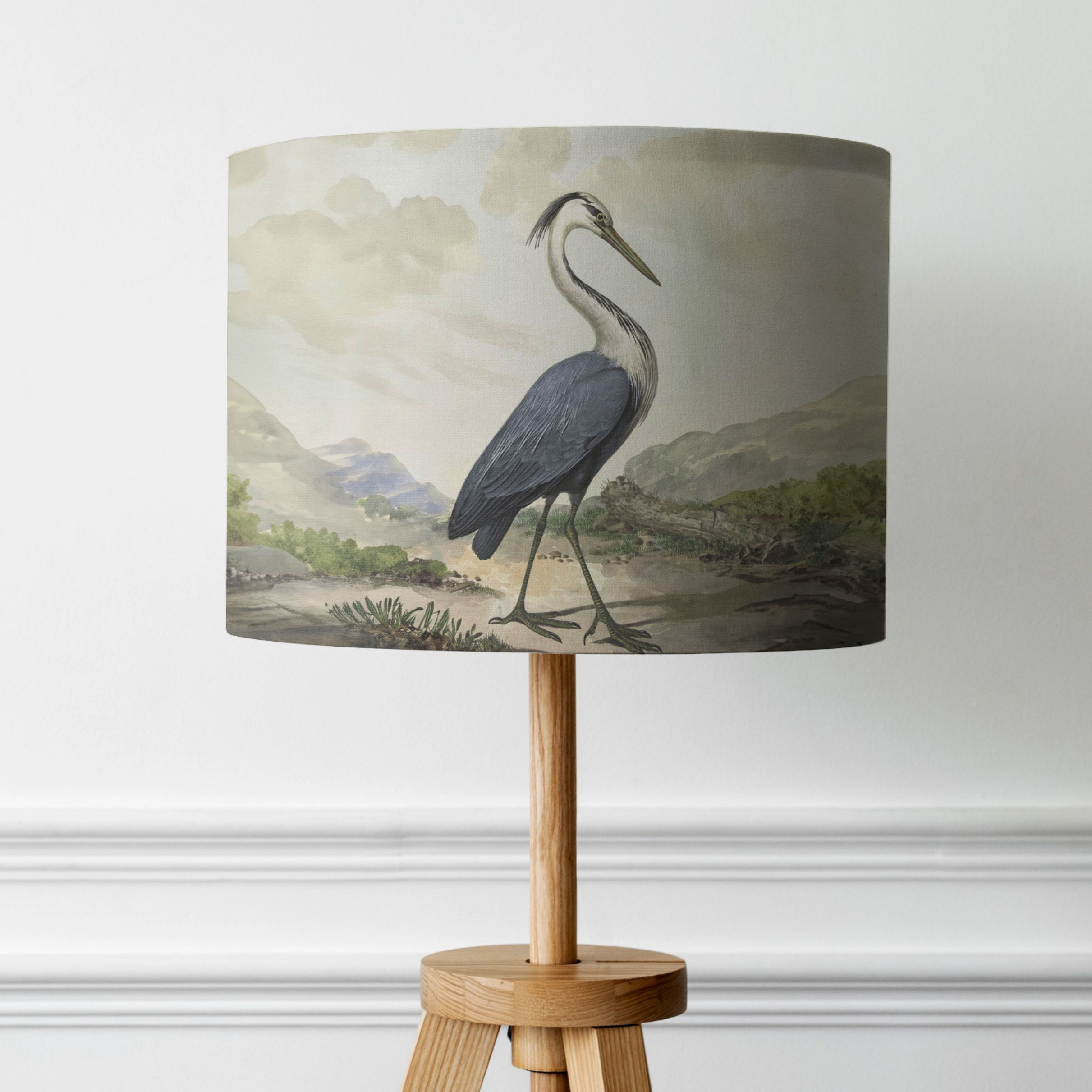 Handmade Lampshade Vintage Heron Print Lightshade